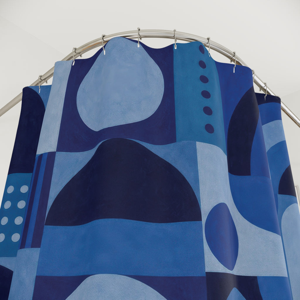 Navy Geometric Shower Curtain