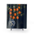 Blue Chinoiserie Orange Shower Curtain