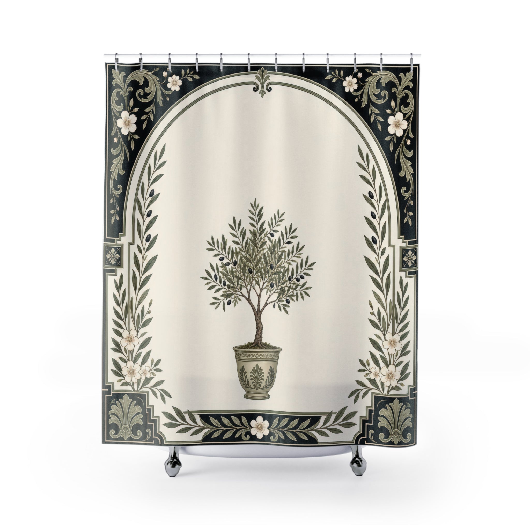 Framed Shower Curtain, Black Sage Botanical Arch