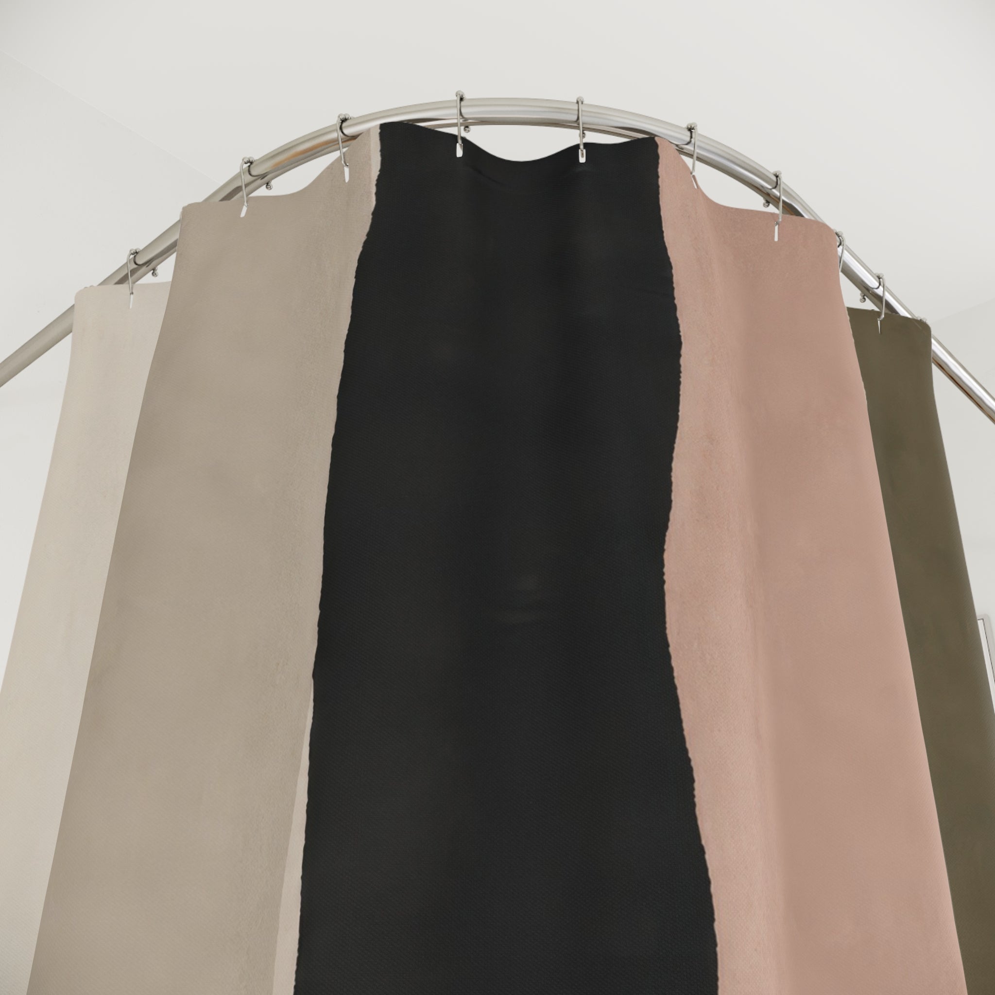 Black Beige Blush Pink Vertical Band Shower Curtain