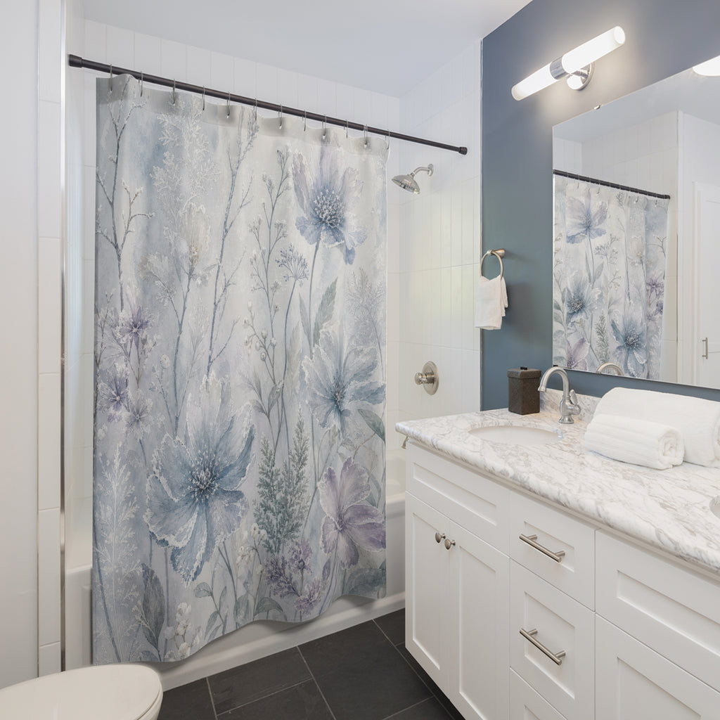 Blue Lavender Botanical Shower Curtain