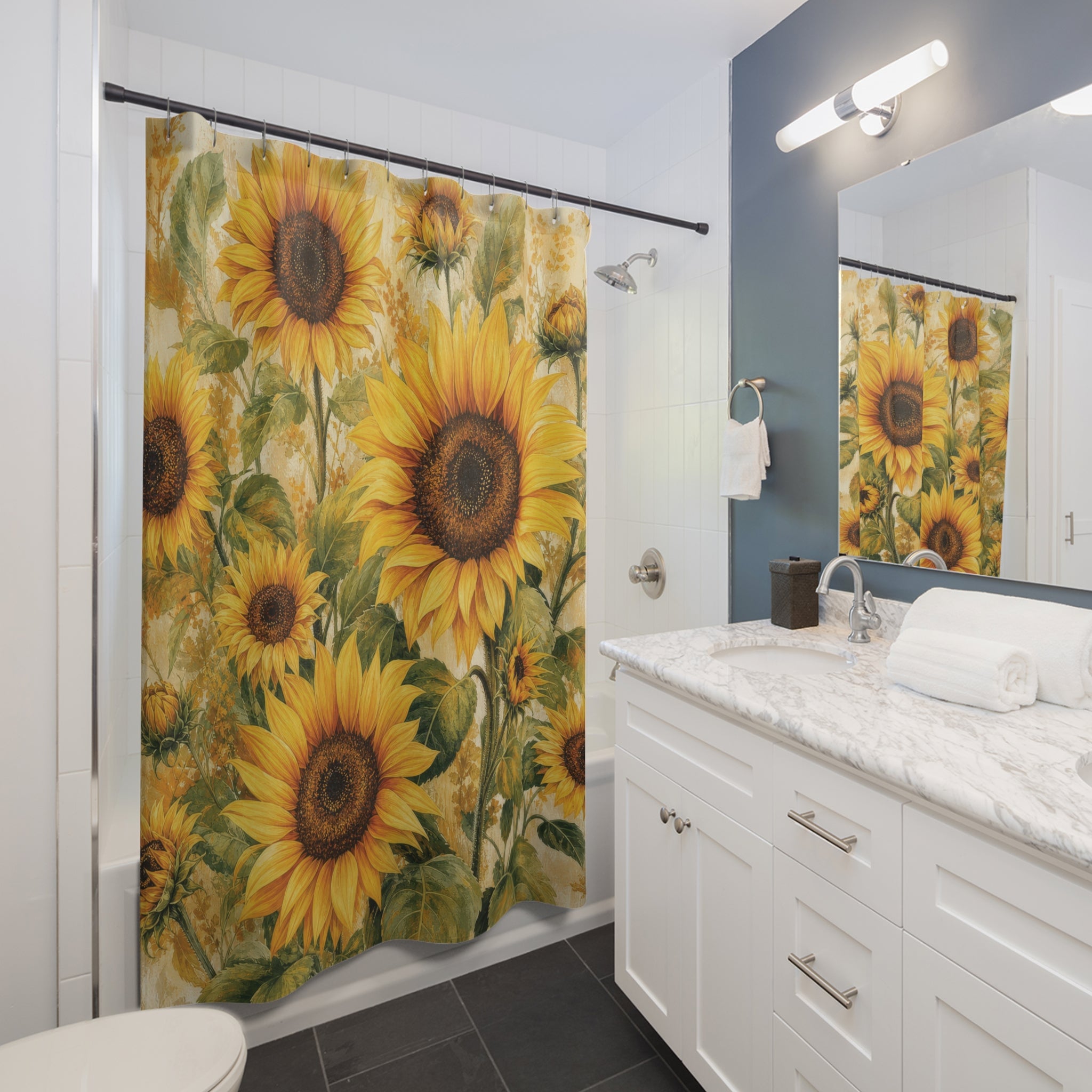 Sunflower Shower Curtain: Yellow Flower Botanical