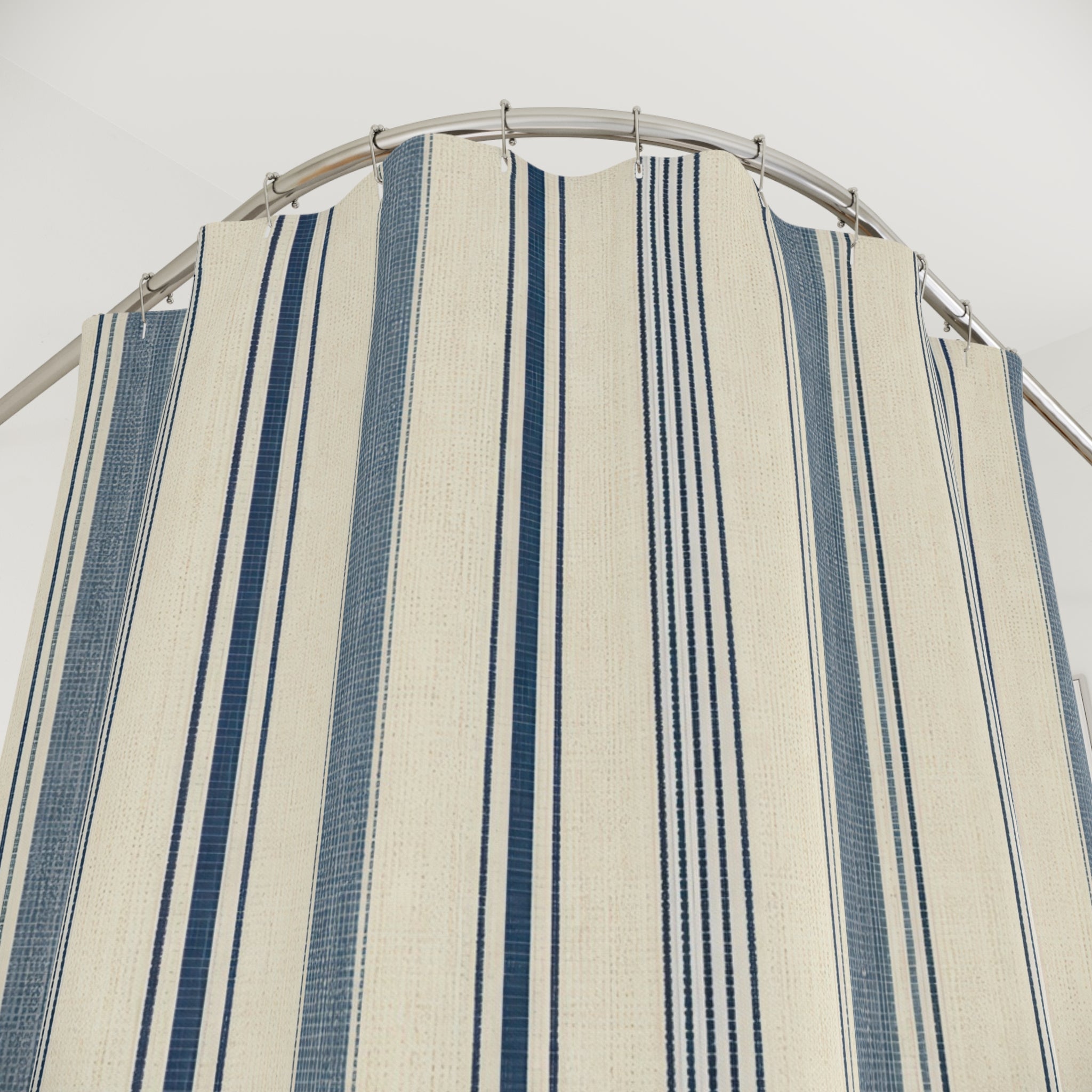 Indigo Ivory Ticking Shower Curtain