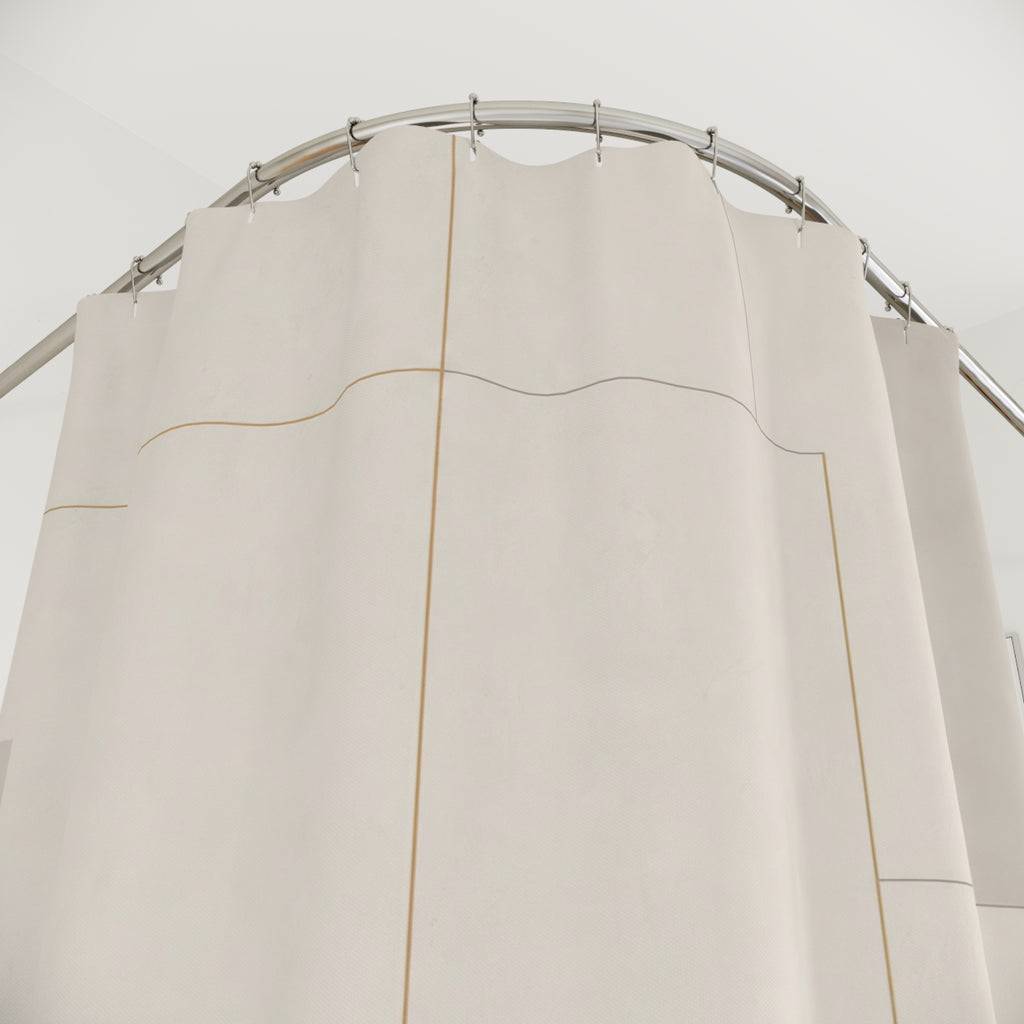 Gold Line White Shower Curtain: Gold Line Shower Curtain