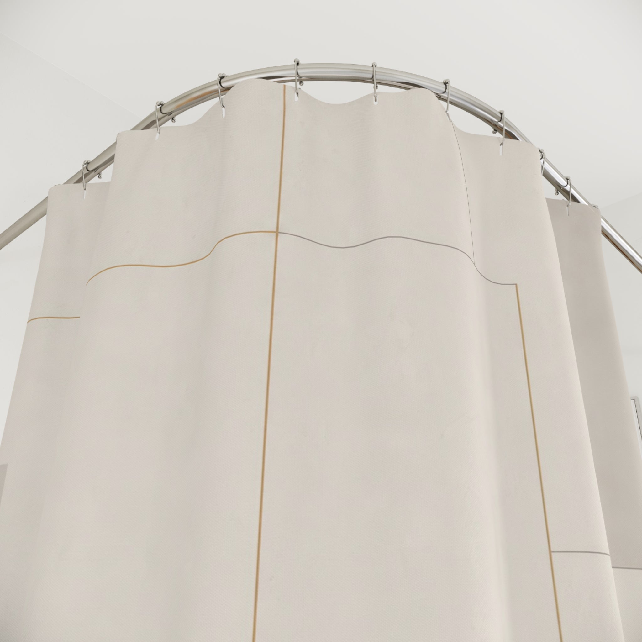 Gold Line White Shower Curtain: Gold Line Shower Curtain
