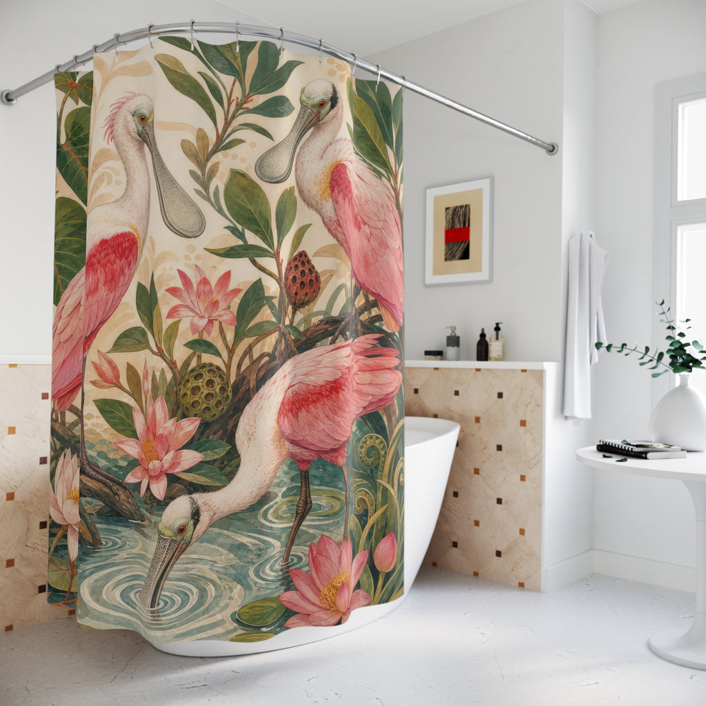 Botanical Roseate Spoonbill Shower Curtain