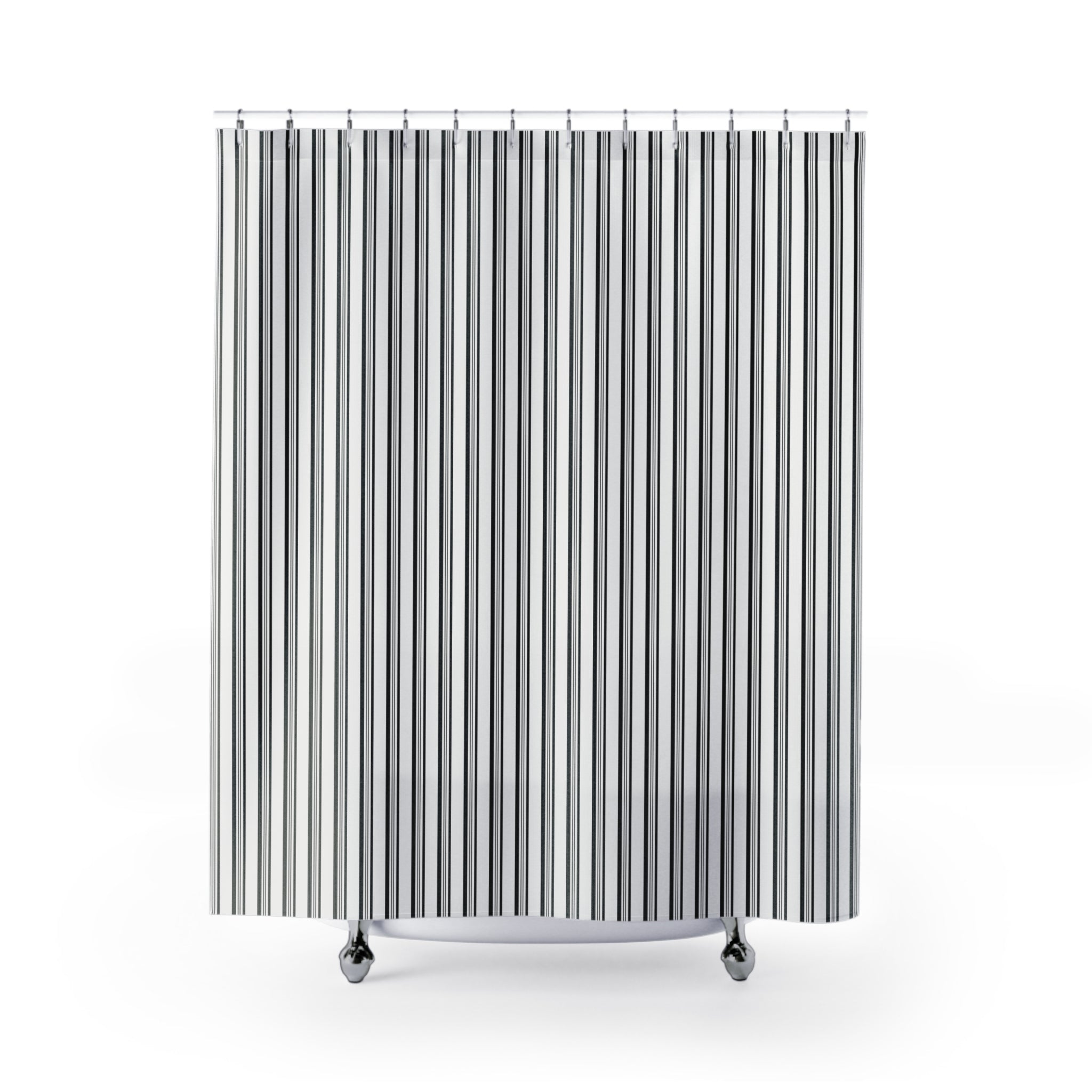 Black and White Varied Stripe Shower Curtain