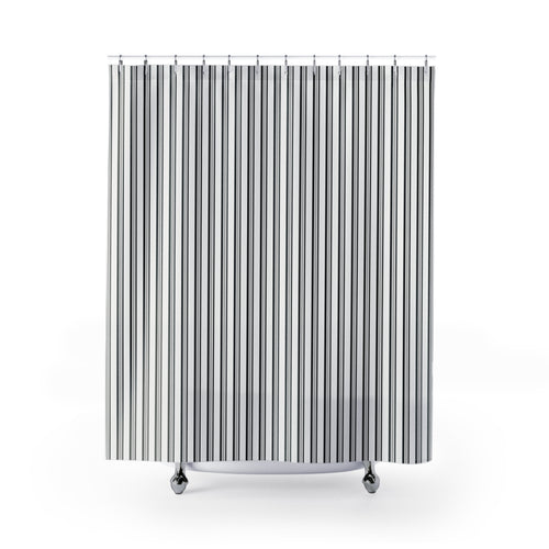 Black and White Varied Stripe Shower Curtain