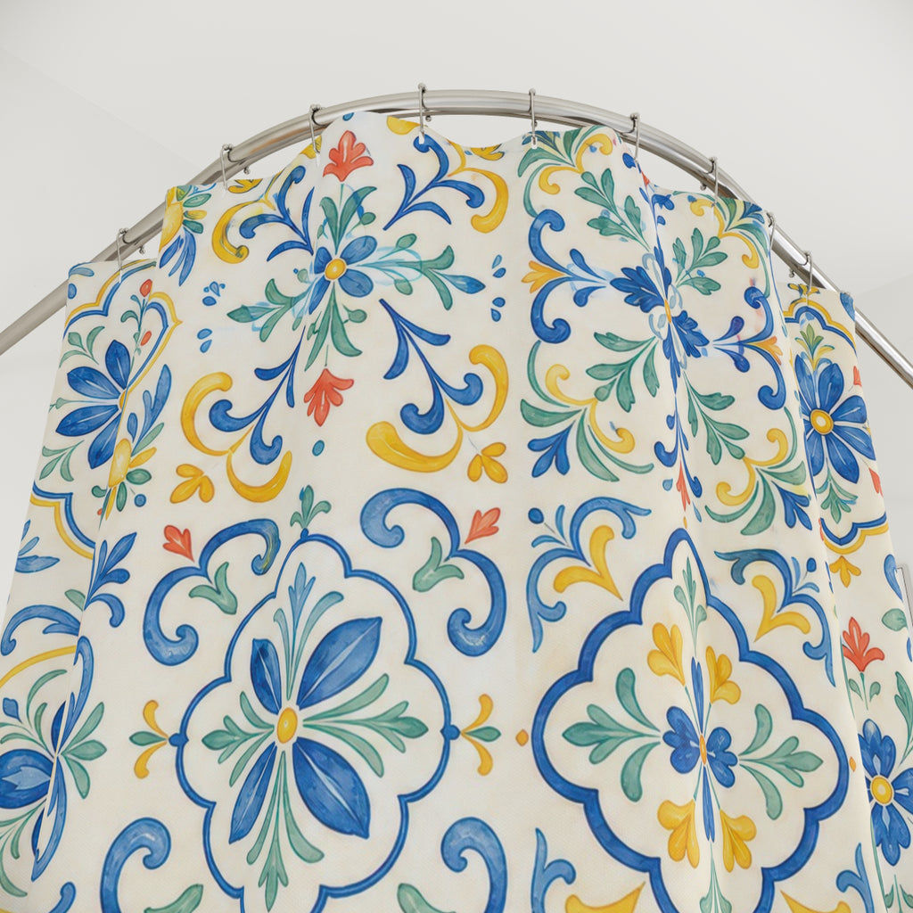 Mediterranean Tile Shower Curtain