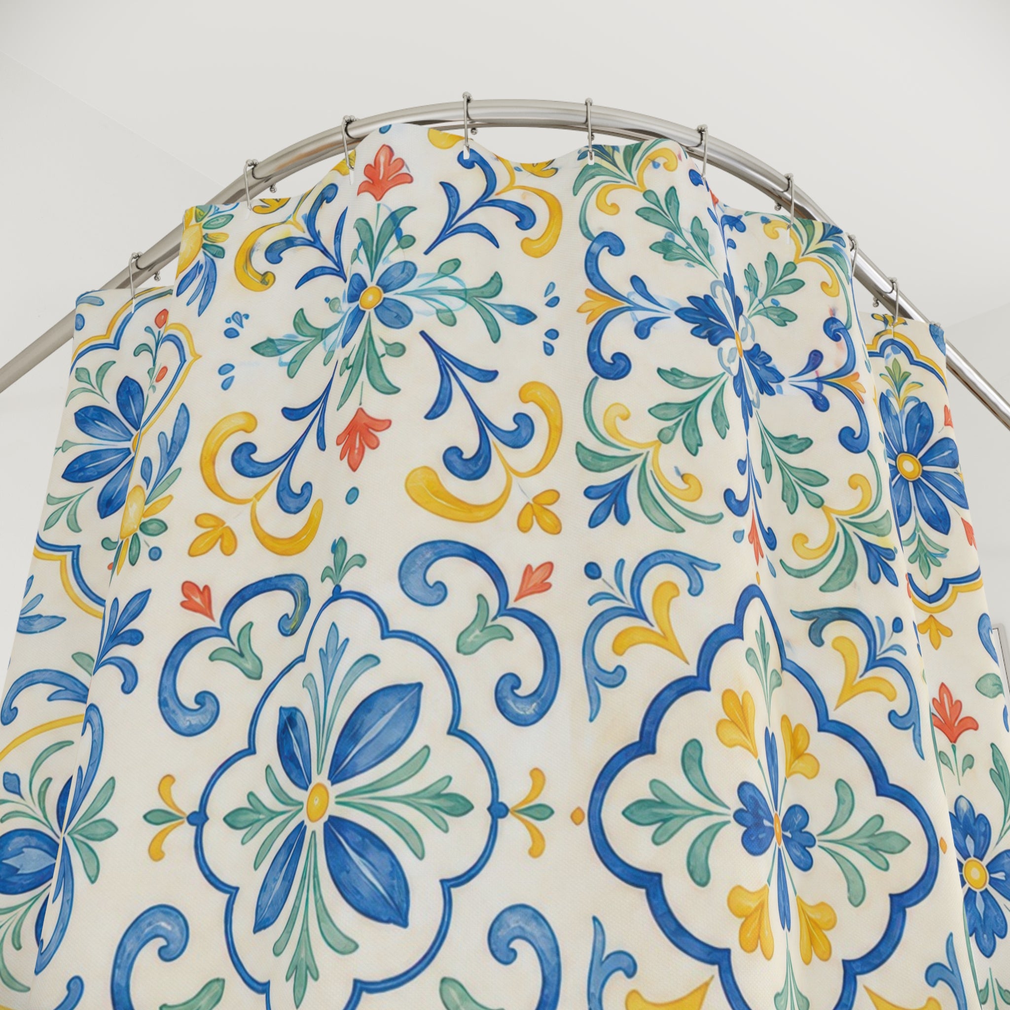 Mediterranean Tile Shower Curtain