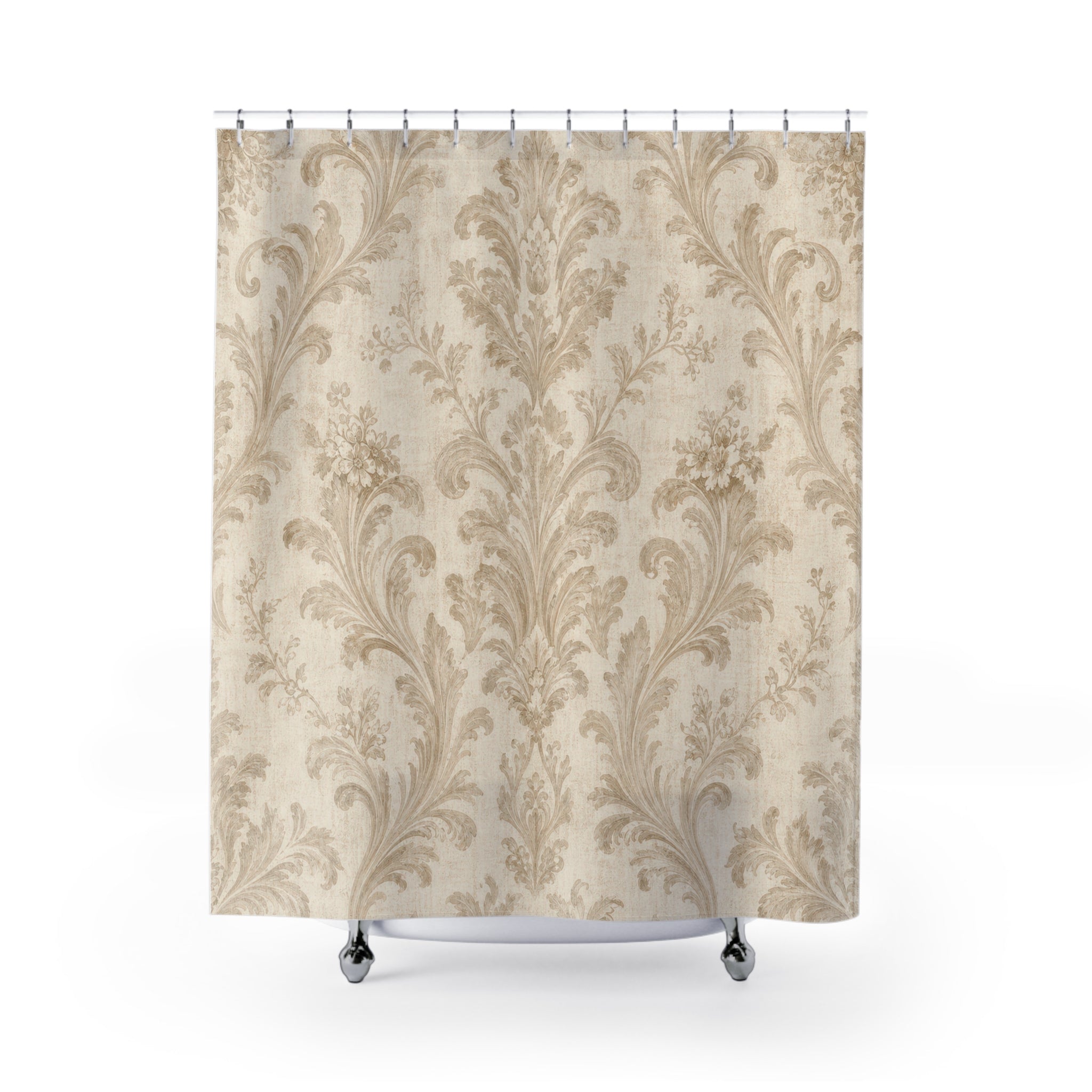 Beige French Country Scroll Shower Curtain