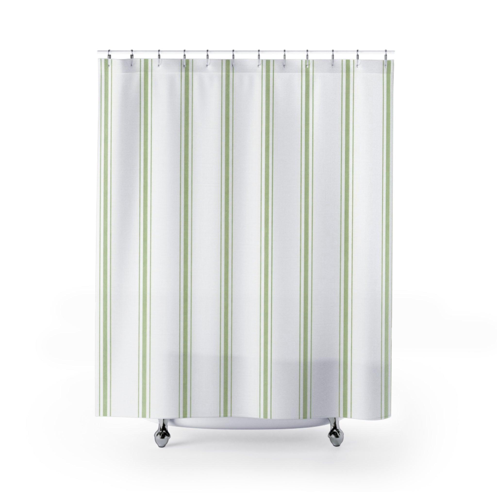 Ticking Stripe Sage Green Shower Curtain