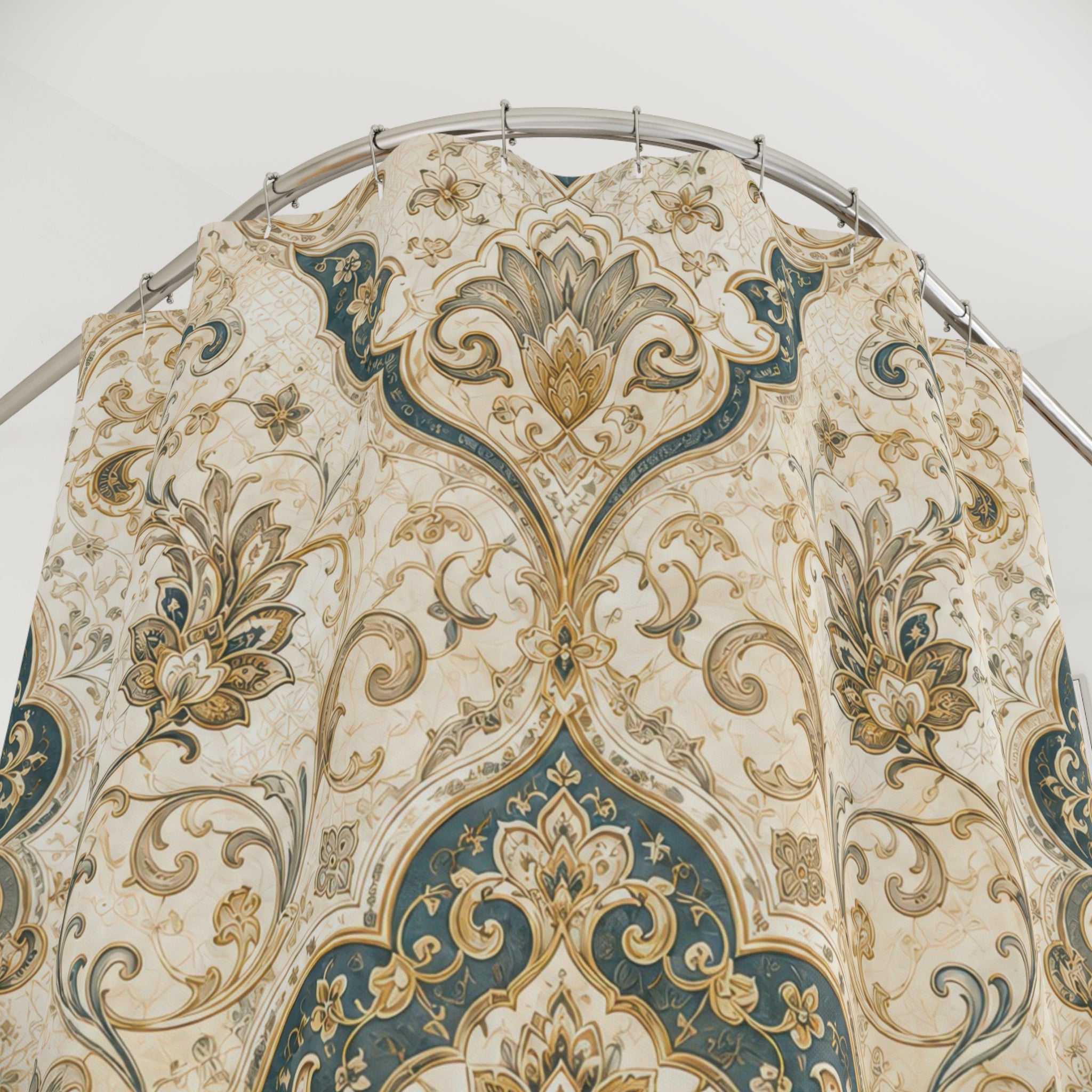 Arabesque Shower Curtain: Ivory Gold Ornament