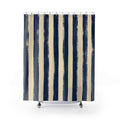 Rough Navy Indigo Brush Stripe Shower Curtain