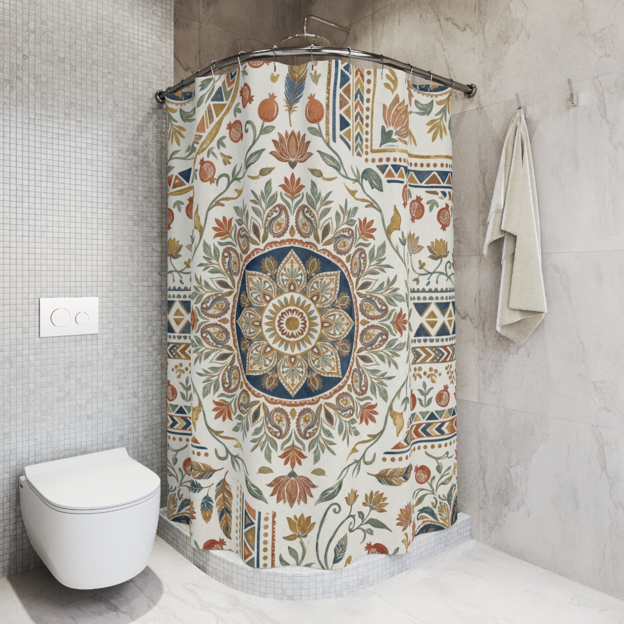 Boho Mandala Shower Curtain – Brown and Beige