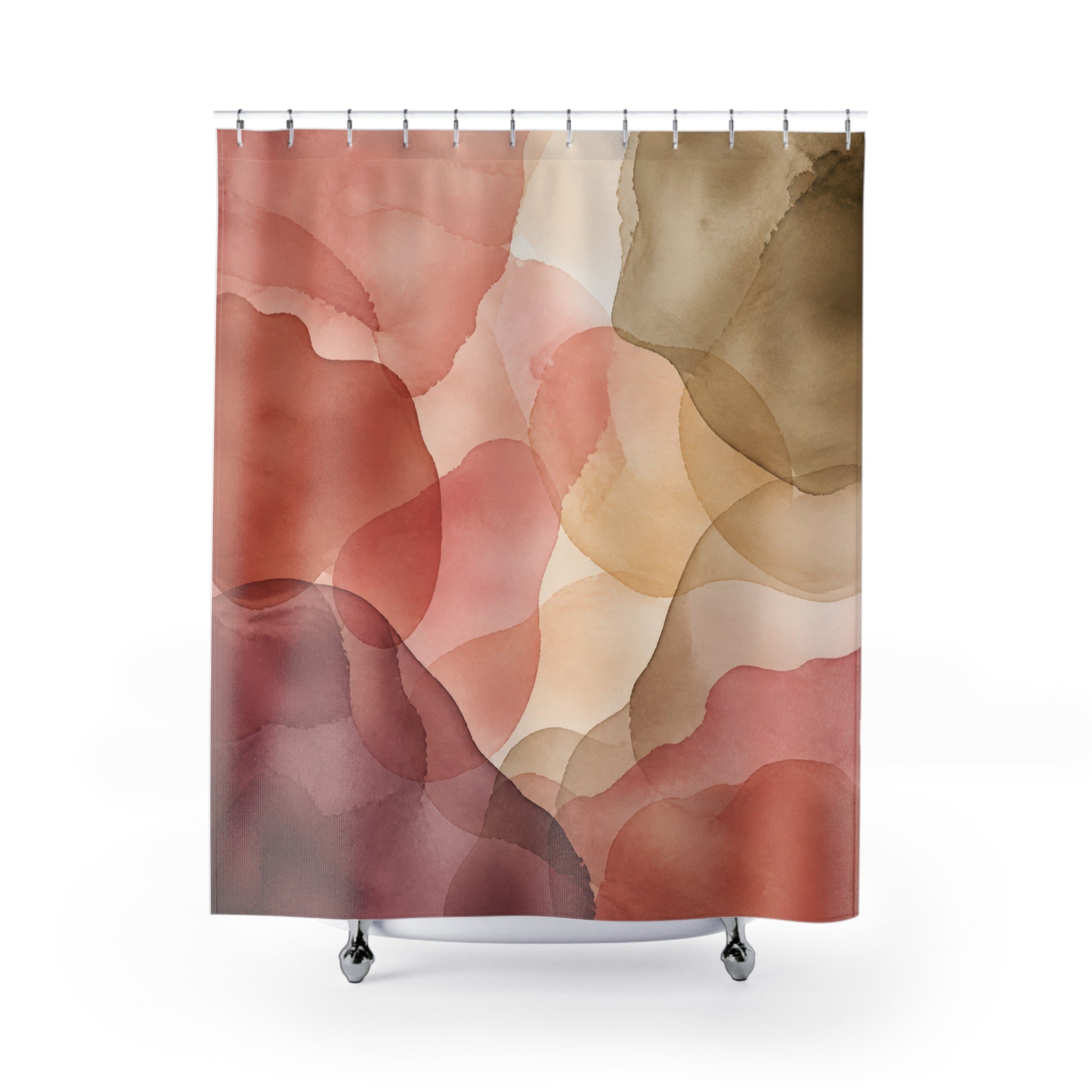 Blush Pink Terracotta Abstract Shapes Shower Curtain