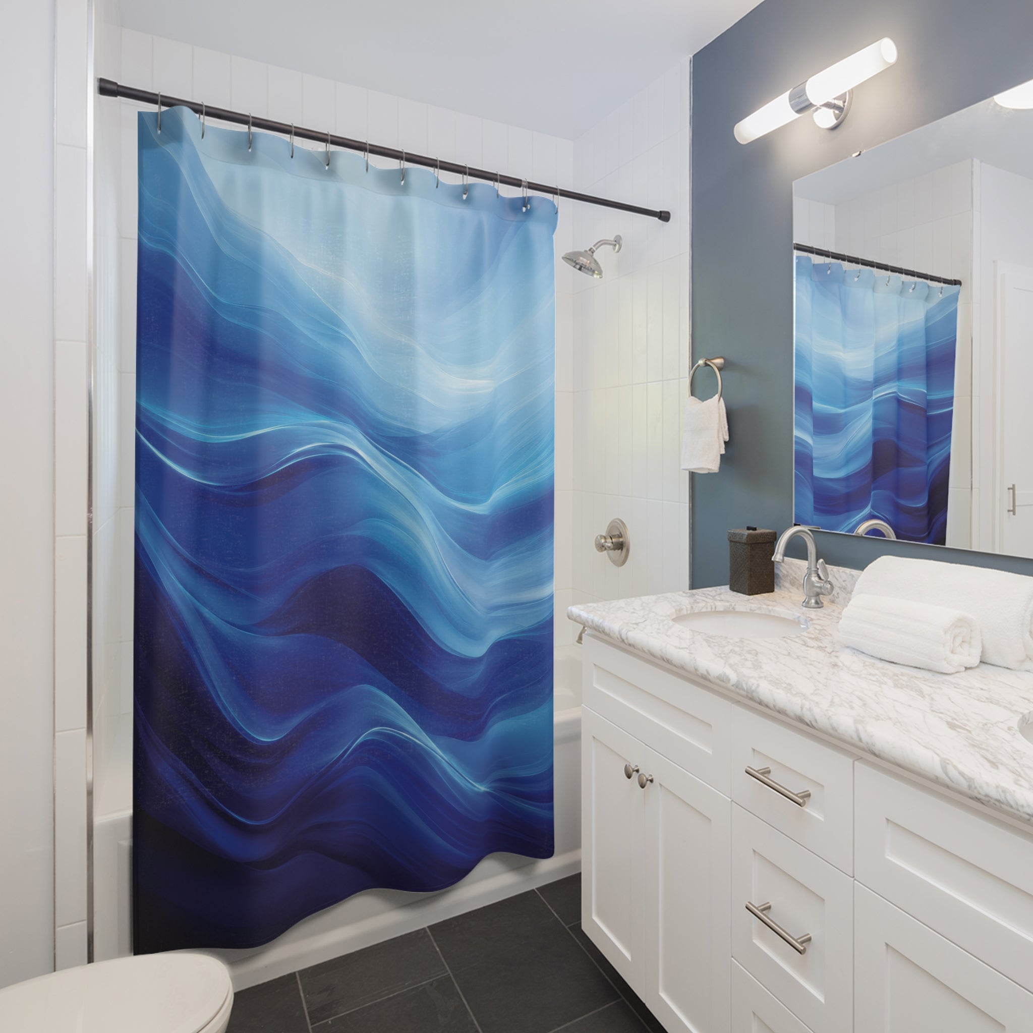 Blue Abstract Gradient Shower Curtain