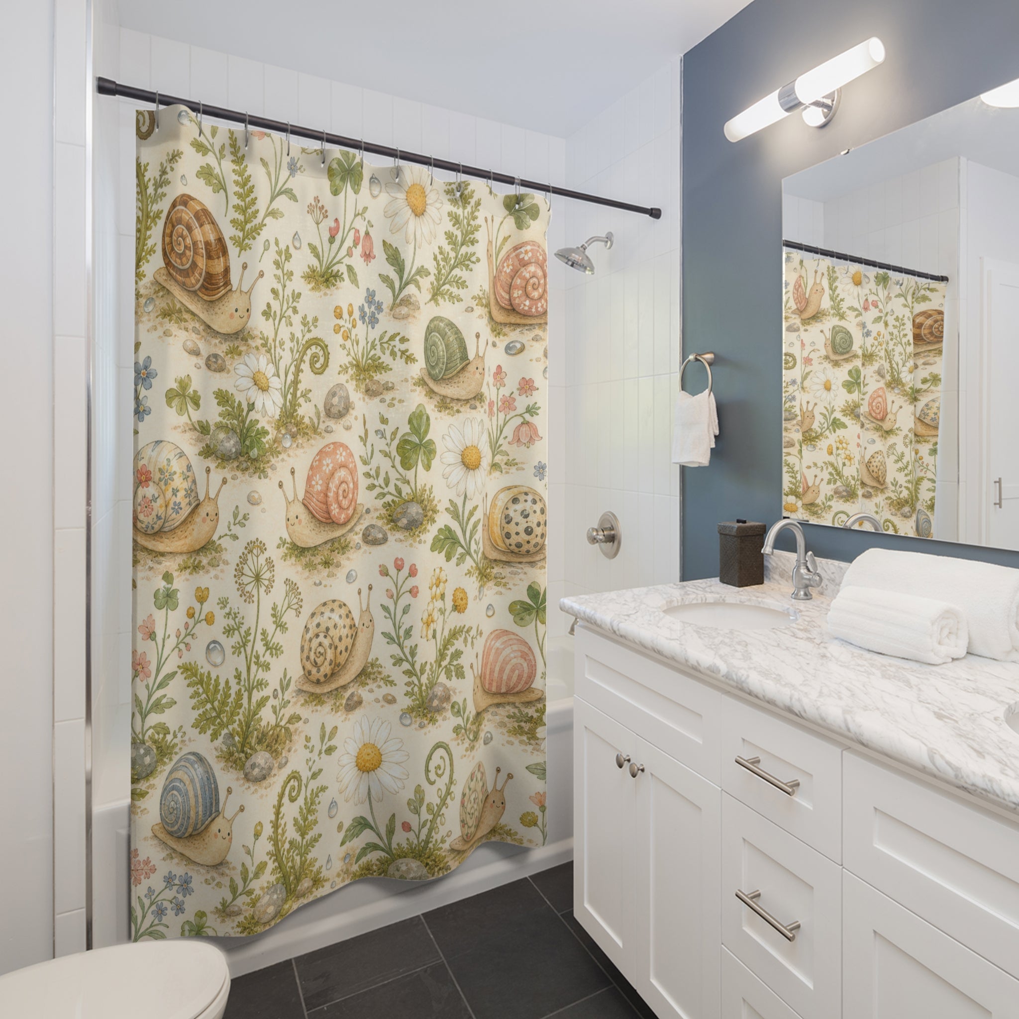 Snail Garden Cute Shower Curtain