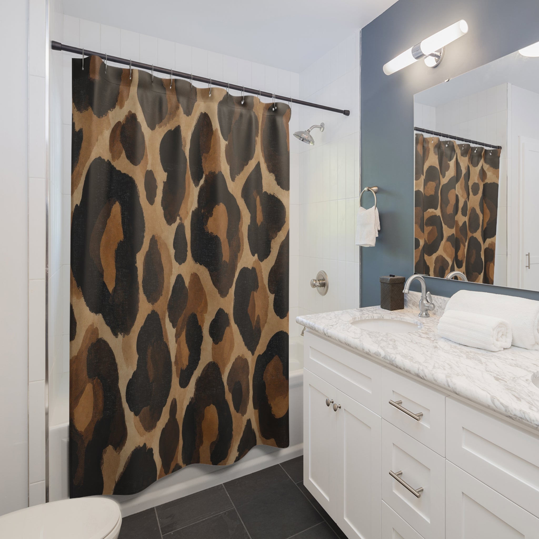 Black Brown Animal Print Shower Curtain