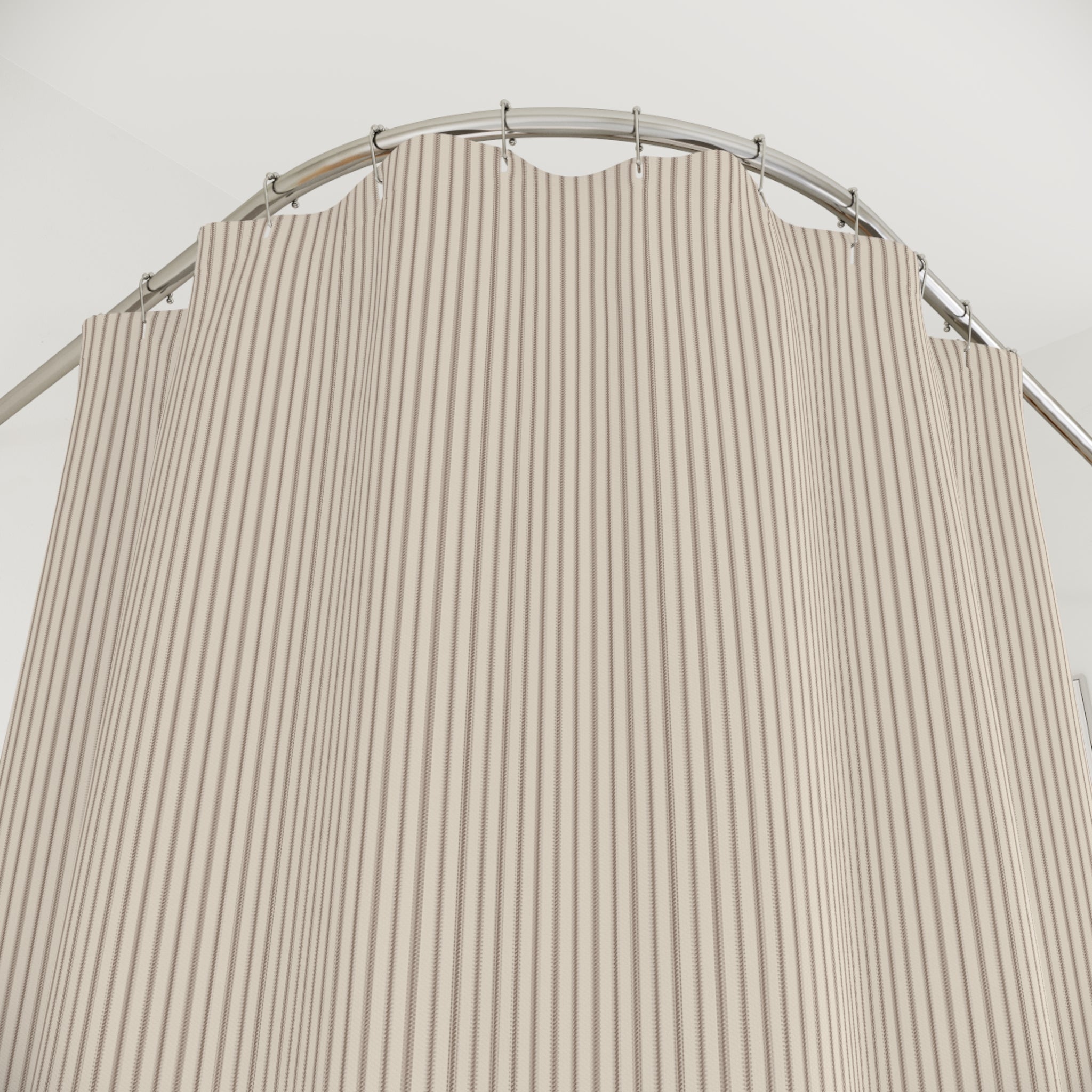 Brown Ticking Stripe Shower Curtain