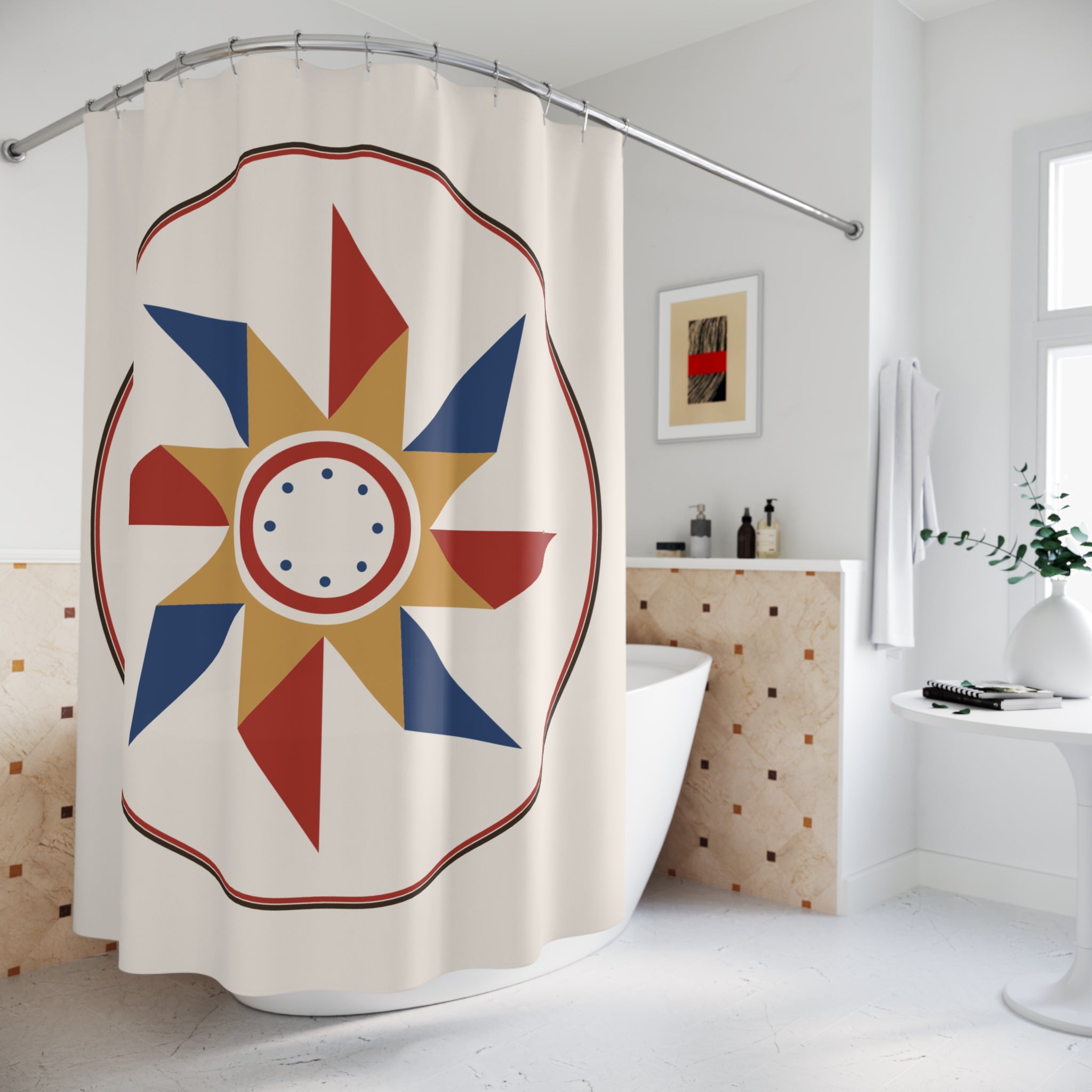 Folk Art Hex Sign Shower Curtain – PA Dutch Barn Star