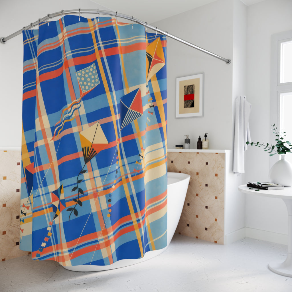 Colorful Kite Plaid Shower Curtain