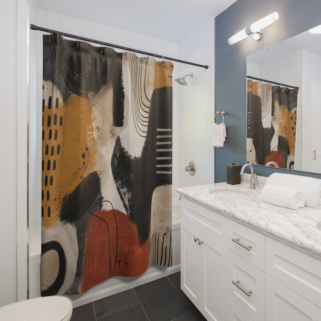 Black Art Shower Curtain: Abstract Modern Pattern