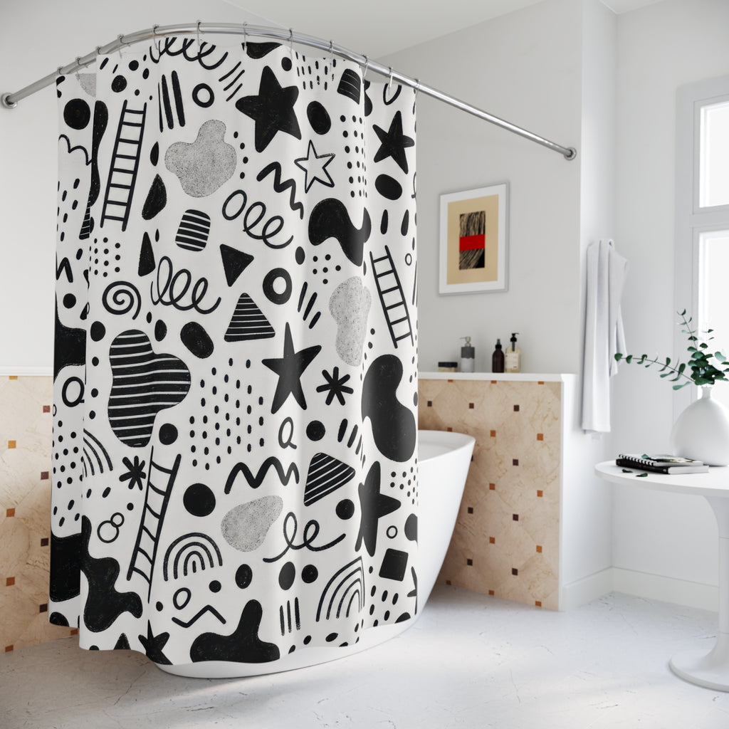 Black White Star Shower Curtain