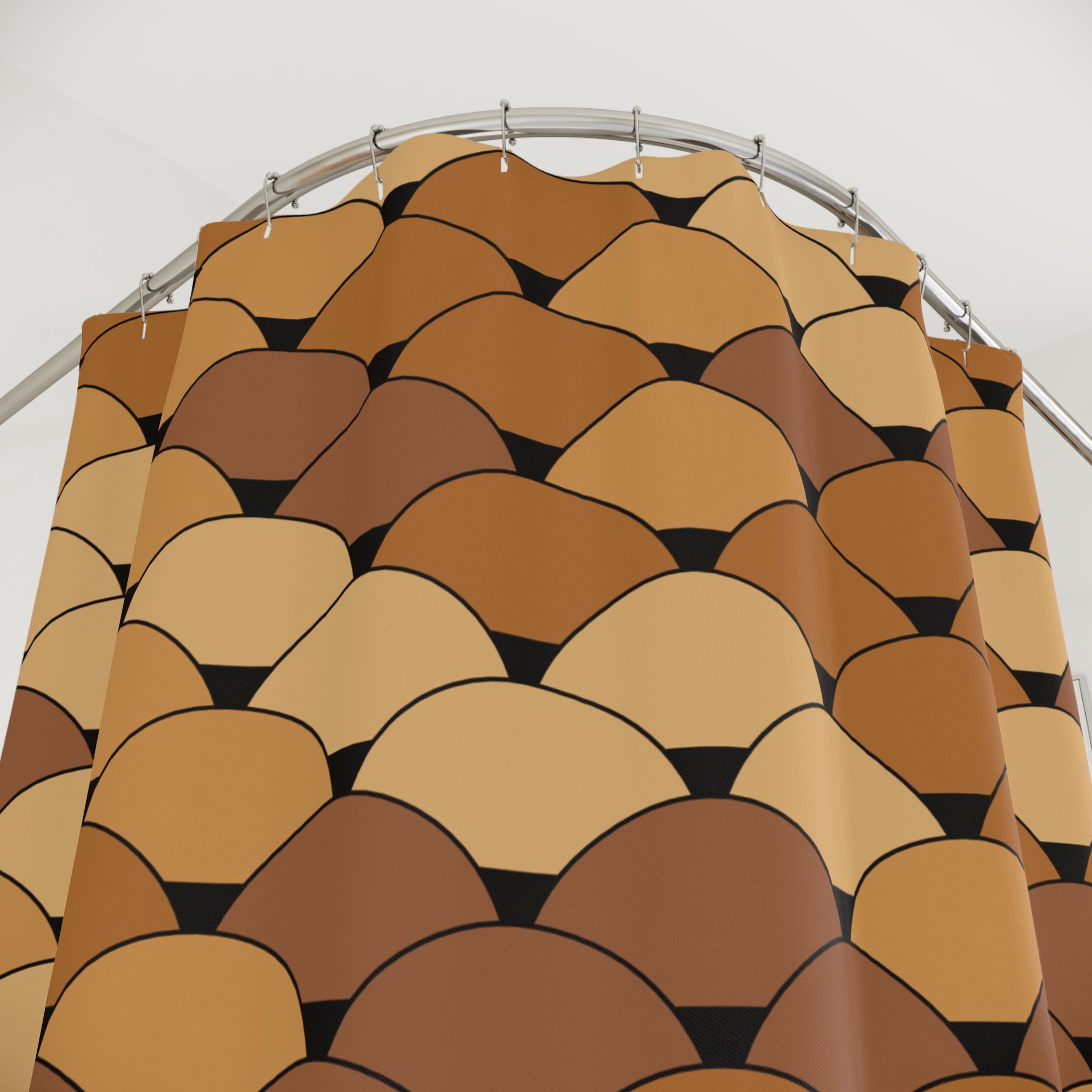 Copper Black Shower Curtain: Art Deco Scallop
