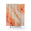 Peach mineral plume abstract shower curtain with full front view