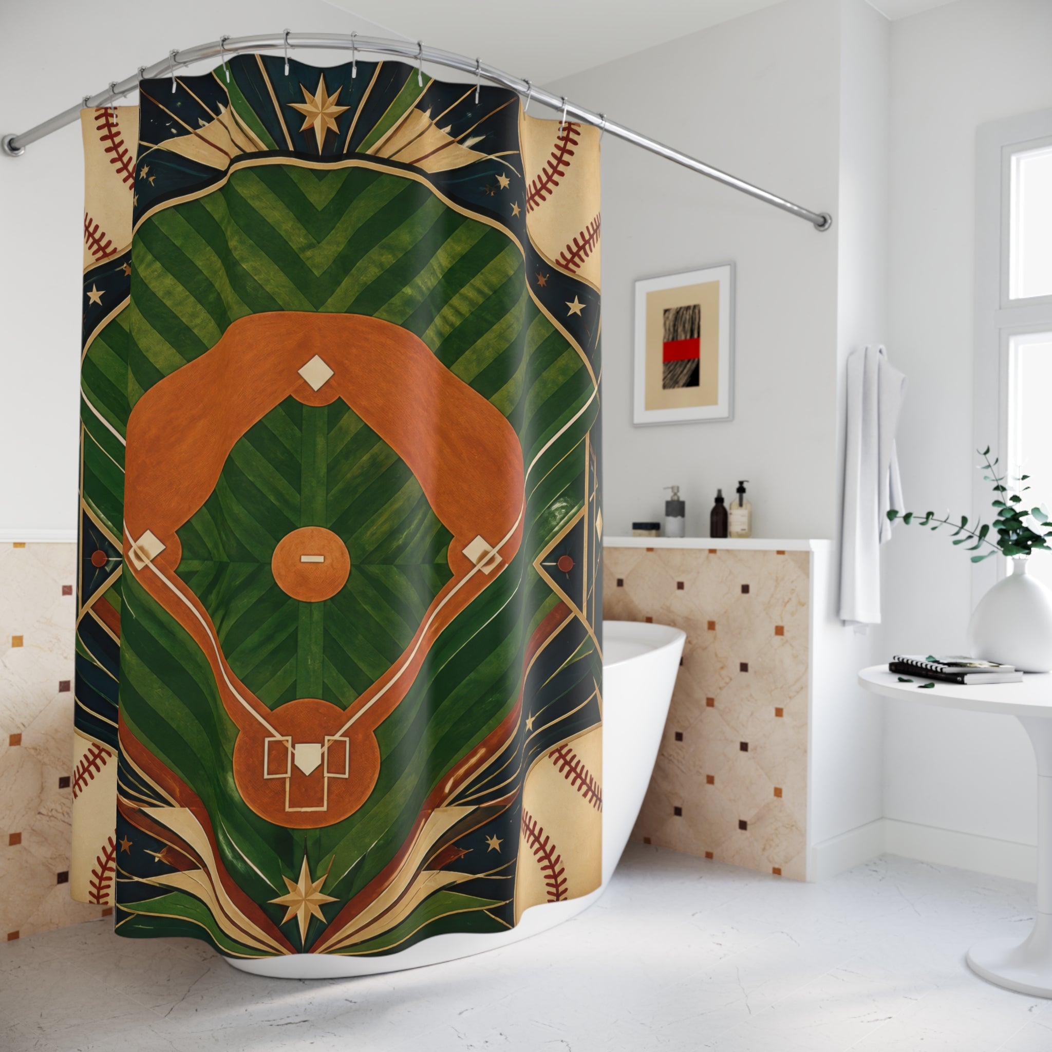 Unique Baseball Shower Curtain