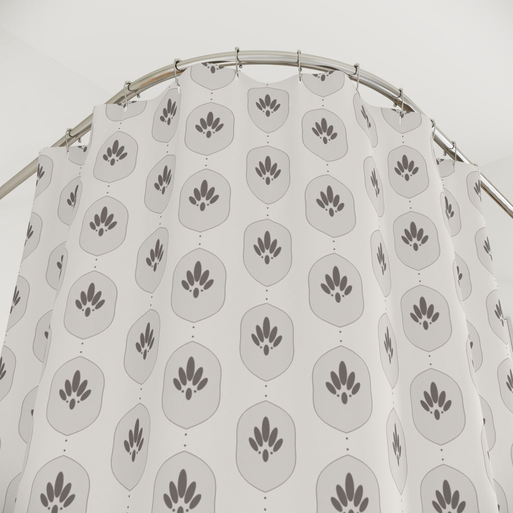 Grey Damask Shower Curtain – Warm Neutral Ogee