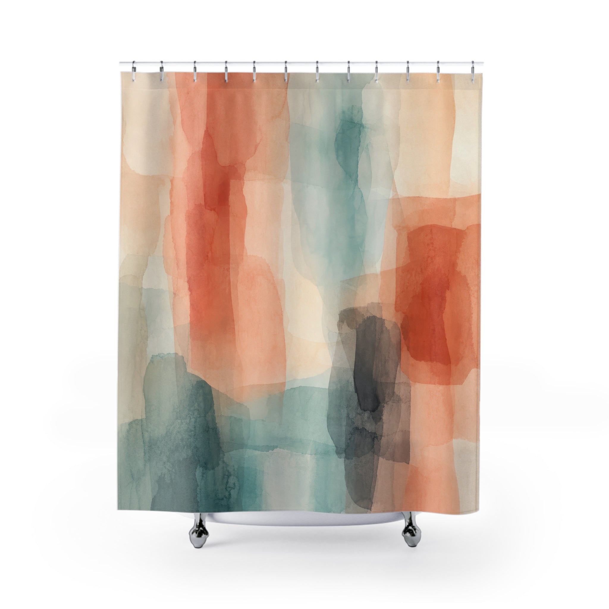 Coral Teal Color Wash Shower Curtain