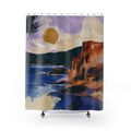 Artistic Shower Curtain, Painterly Abstract Coastal Landscape