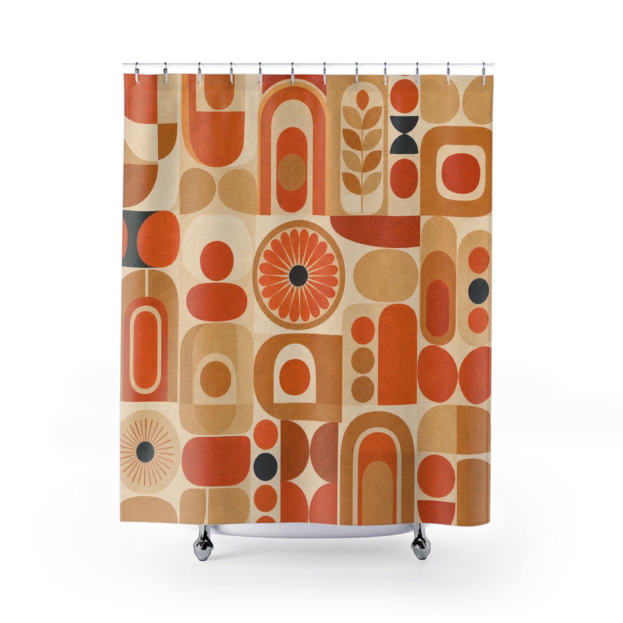 Orange Retro Shower Curtain