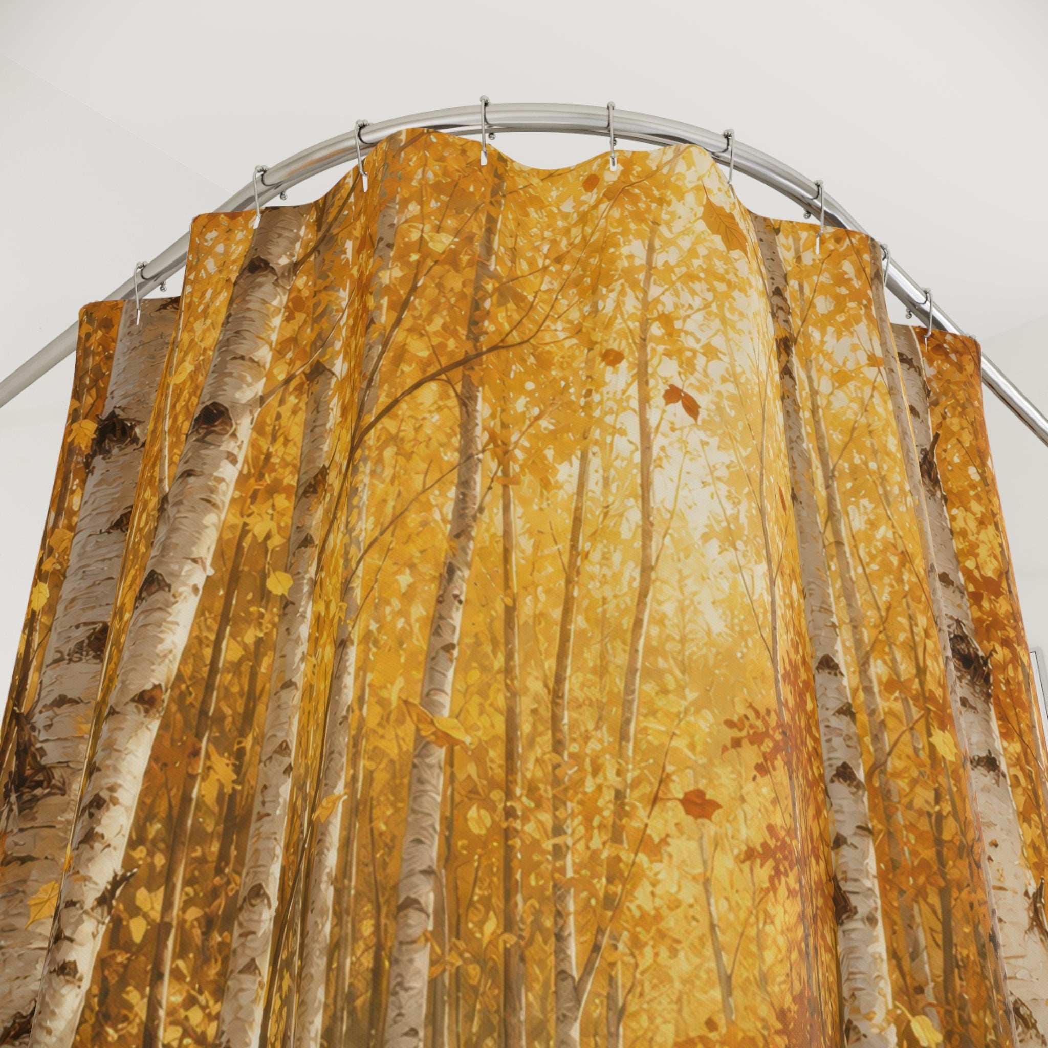 Golden Birch Autumn Grove Shower Curtain