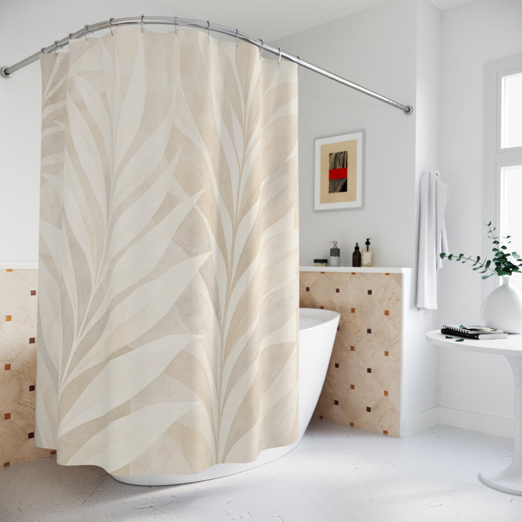 Large Cream Botanical Shower Curtain