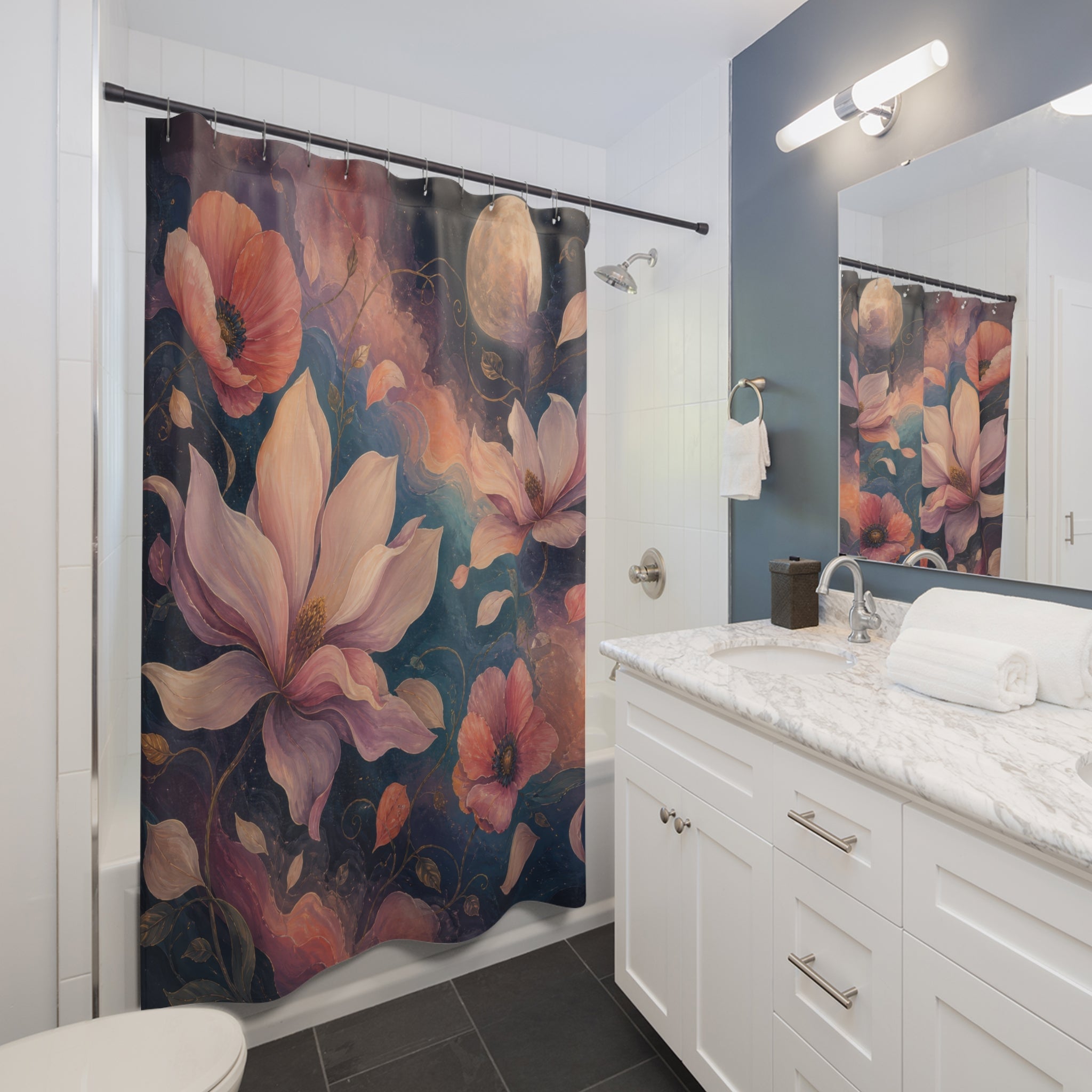 Floating Twilight Blossoms Shower Curtain