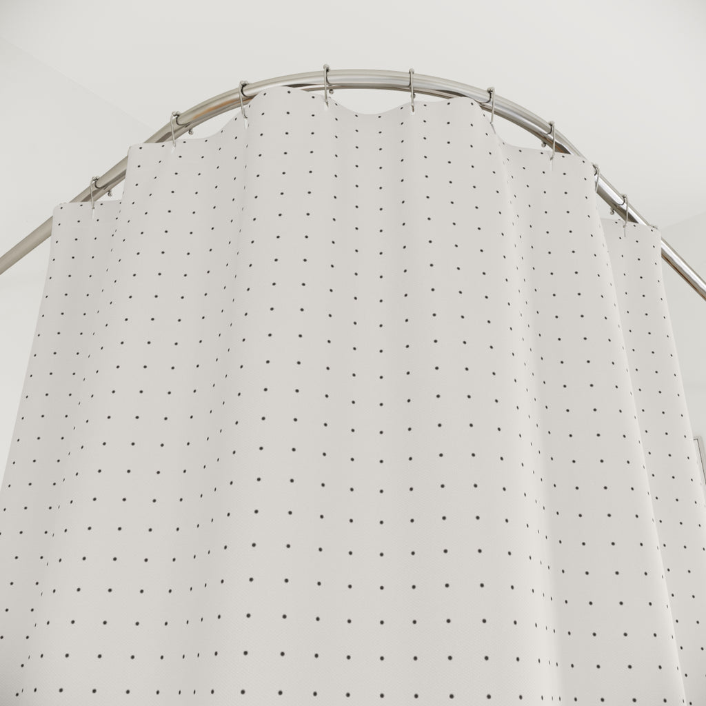 Scandinavian Dot Grid Shower Curtain – Charcoal on Cream