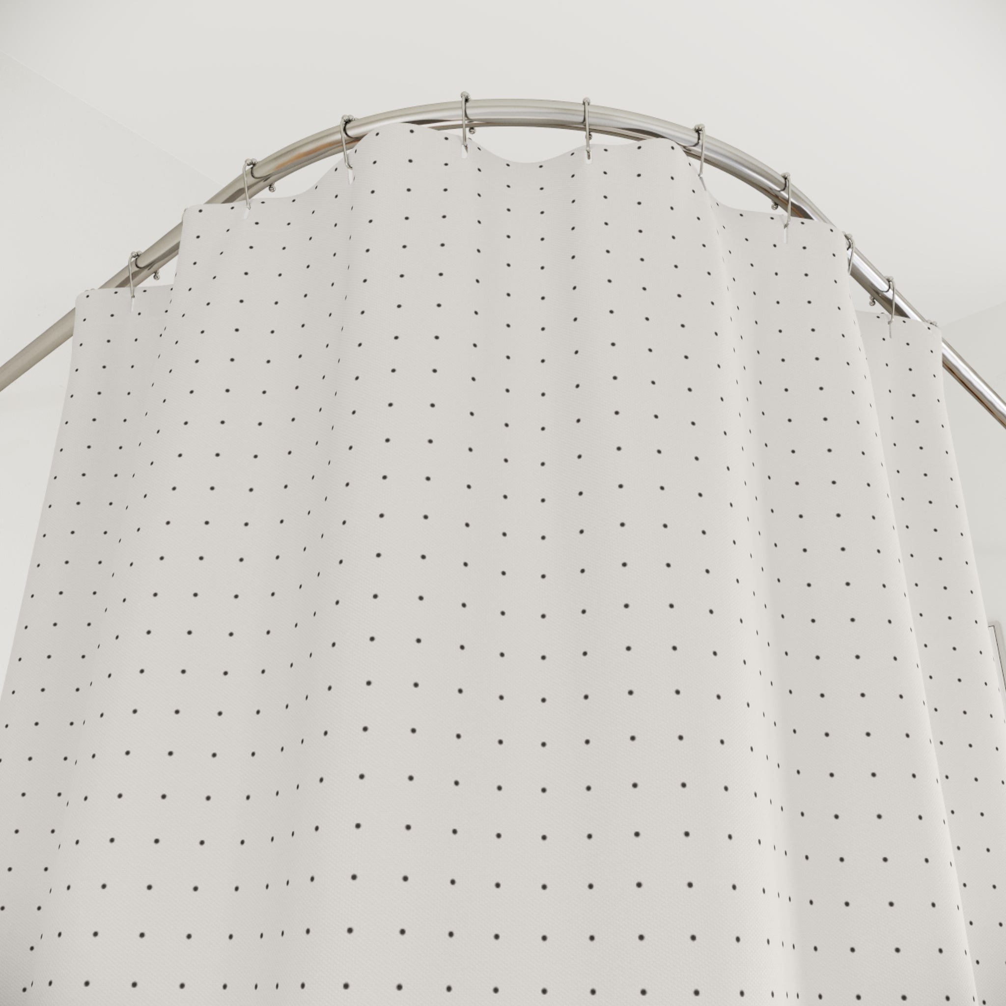 Scandinavian Dot Grid Shower Curtain – Charcoal on Cream
