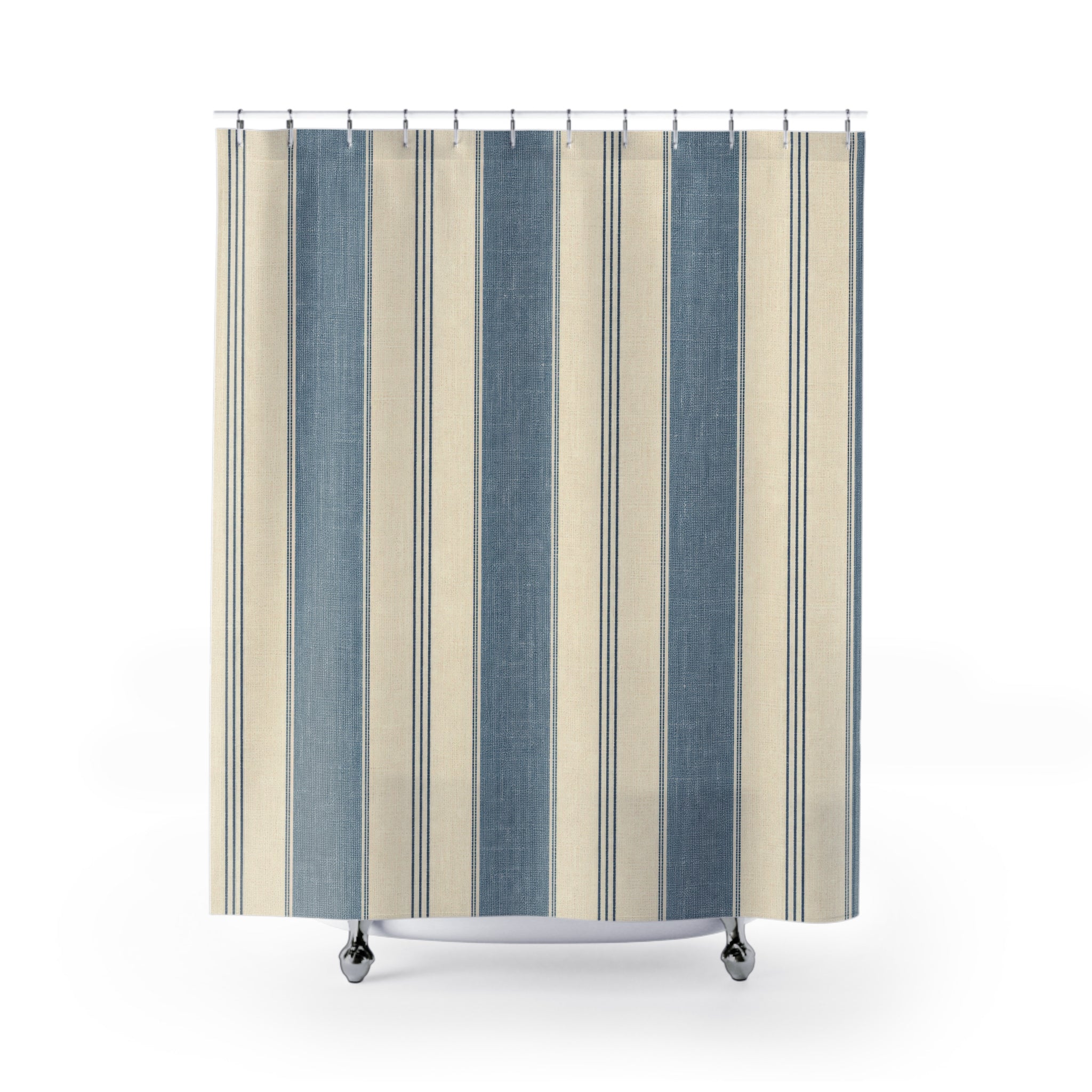 Soft Denim Awning Stripe Shower Curtain