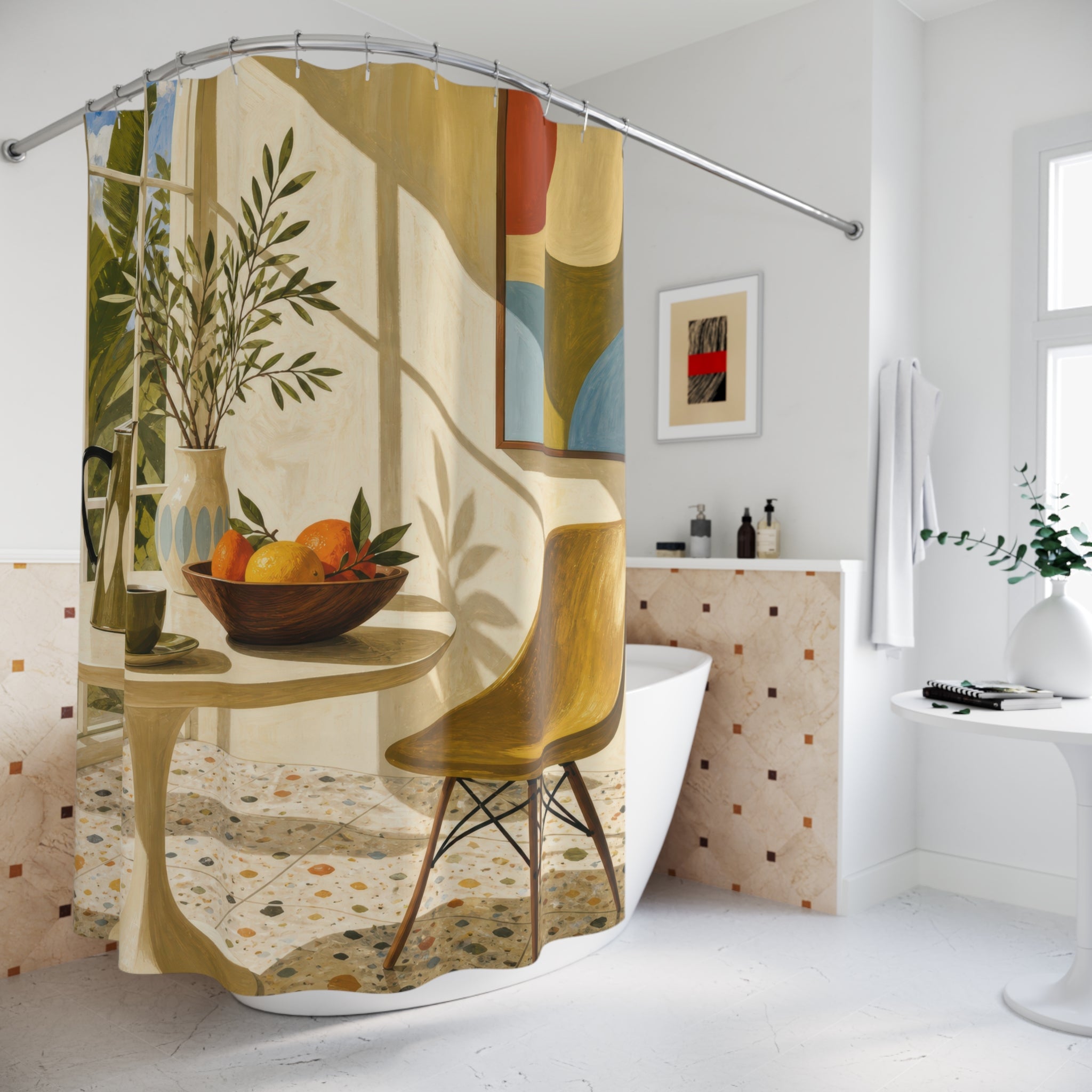 Sunroom Still Life Mid Century Style Shower Curtain