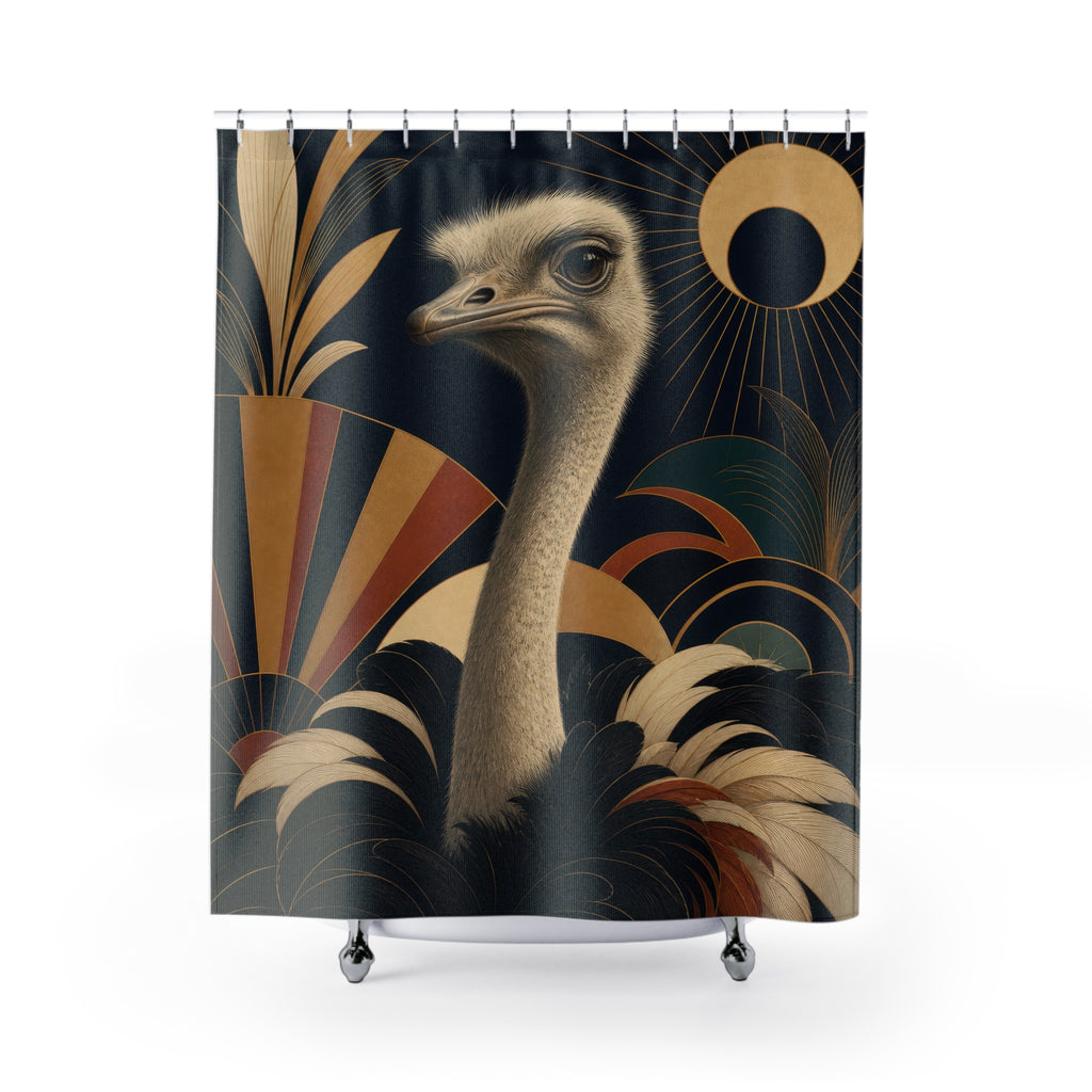 Art Deco Ostrich Portrait Shower Curtain