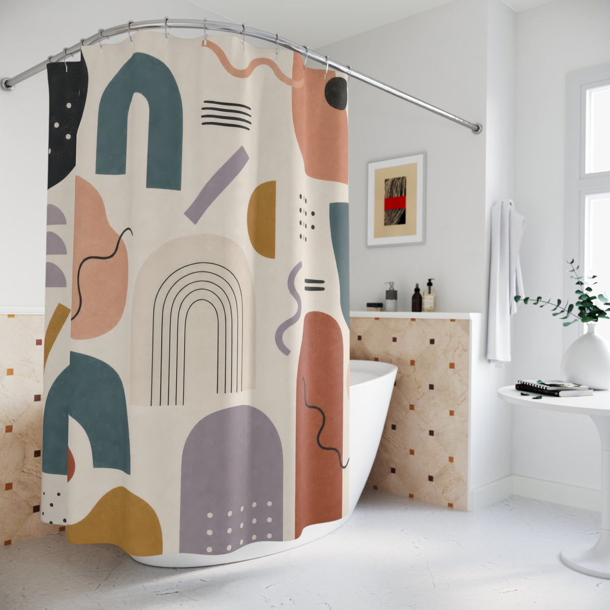 Colorful Abstract Geometric Shower Curtain