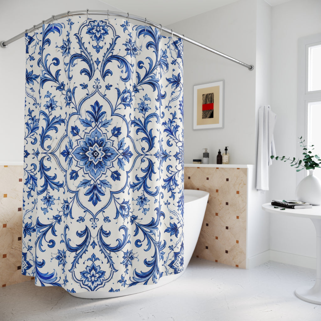 Blue White Shower Curtain