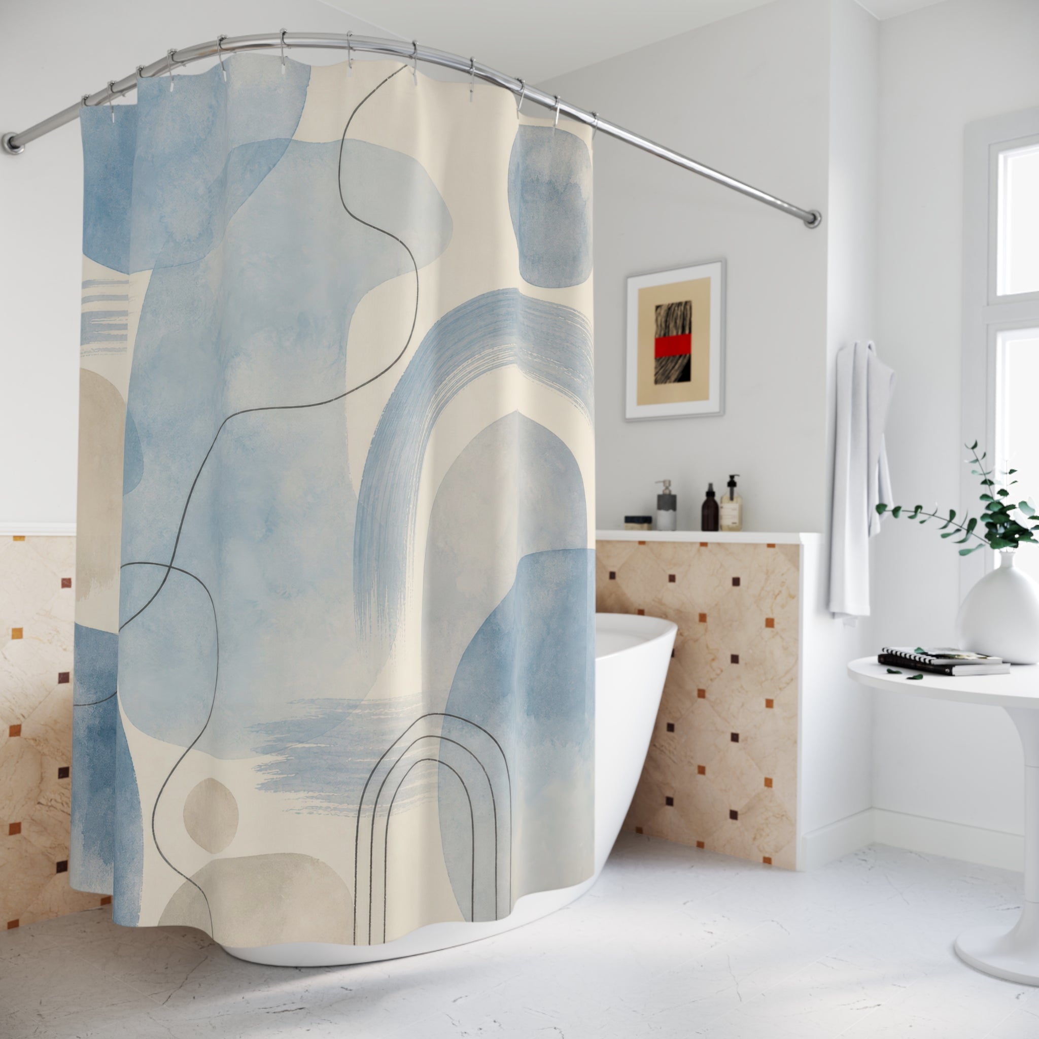 Light Blue Abstract Shower Curtain