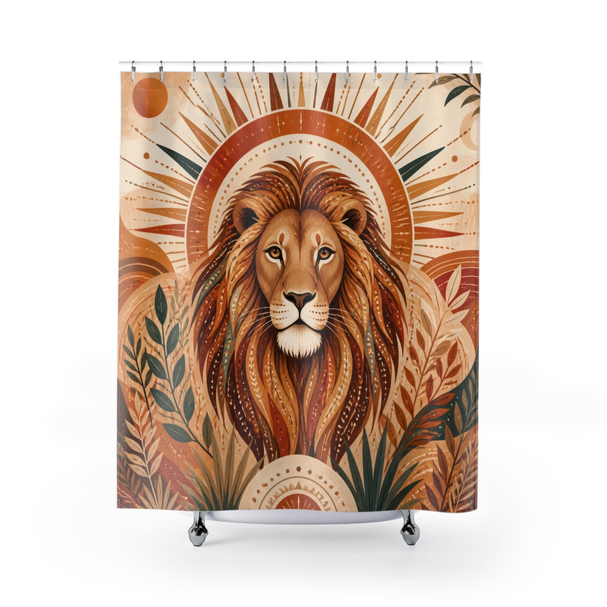 Boho Sunburst Animal Portrait Shower Curtain