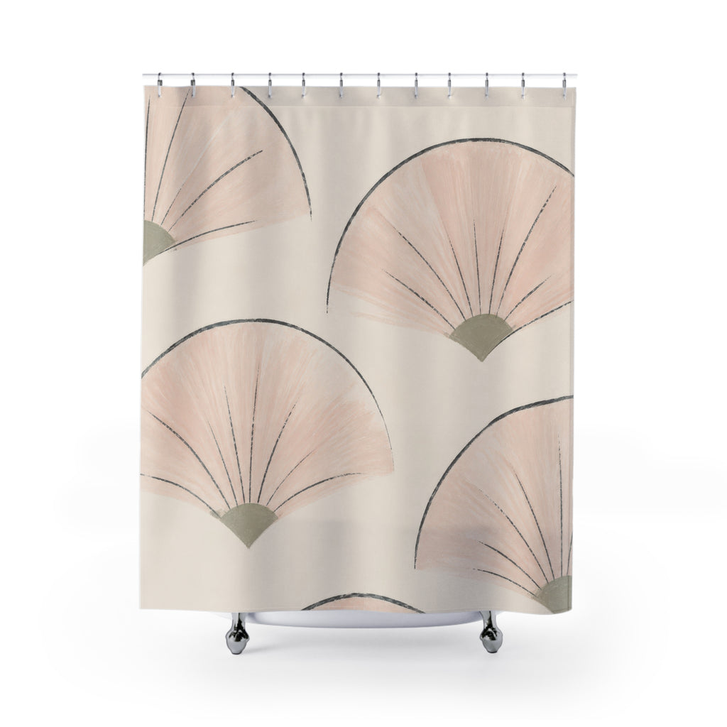 Blush Pink Fan Shape Shower Curtain