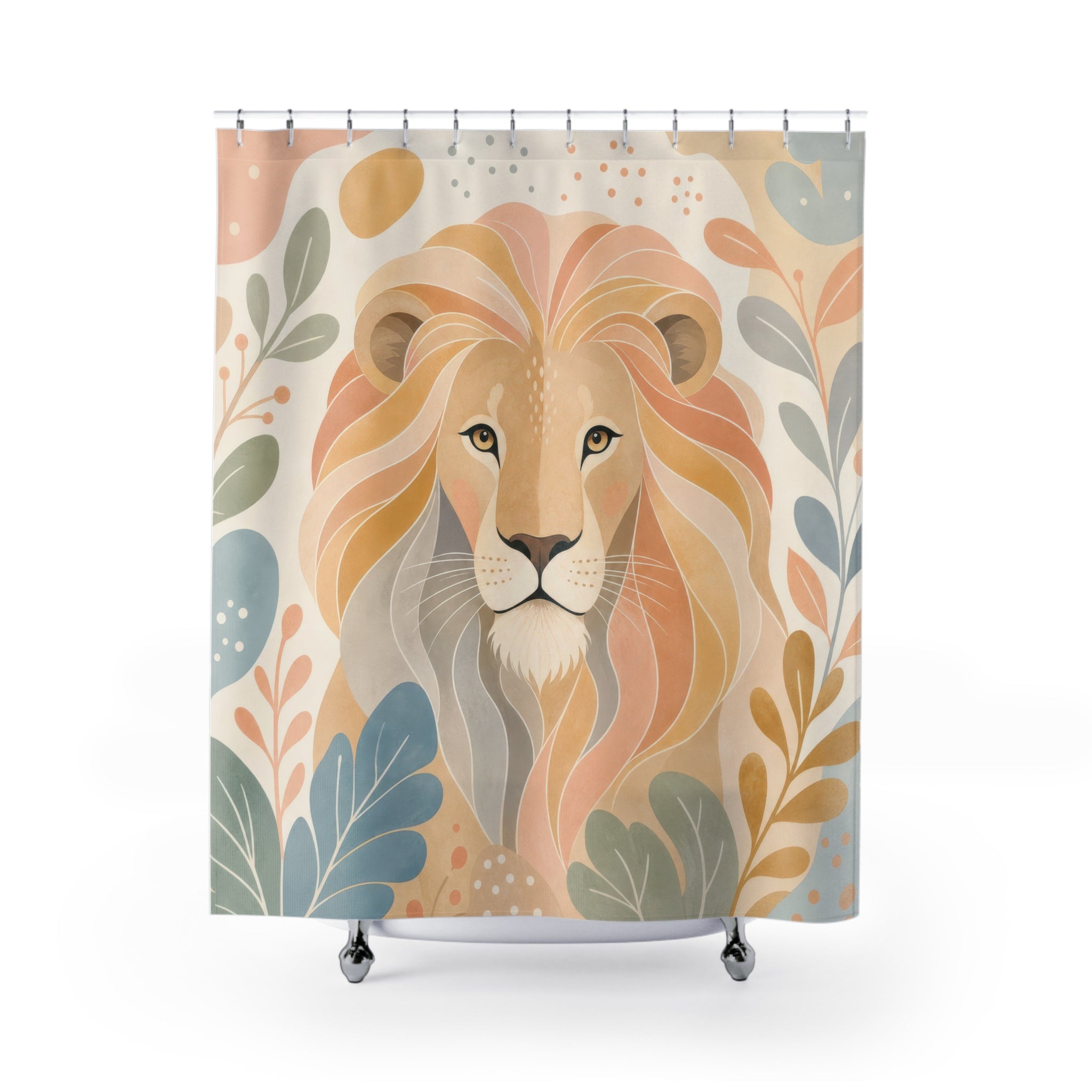 Pastel Safari Animal Portrait Shower Curtain