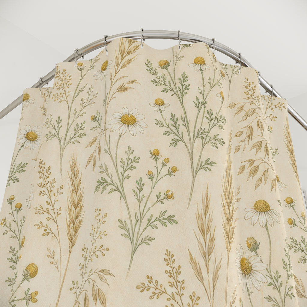 Farmhouse Floral Vine Yellow Shower Curtain